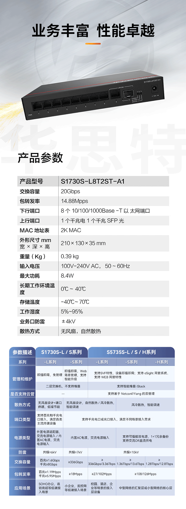 华为数通智选交换机 S1730S-L8T2ST-A1