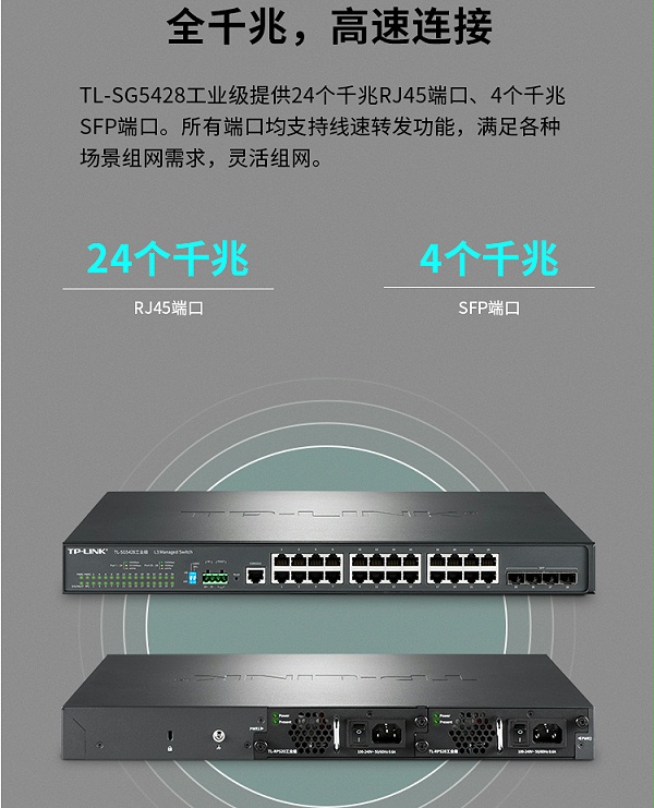 TP-LINK TL-SG5428环网三层网管工业交换机