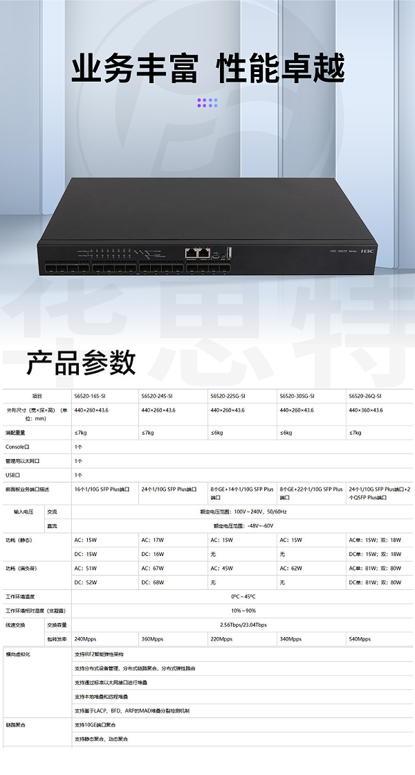 华三 LS-6520-16S-SI 16口万兆三层网管交换机
