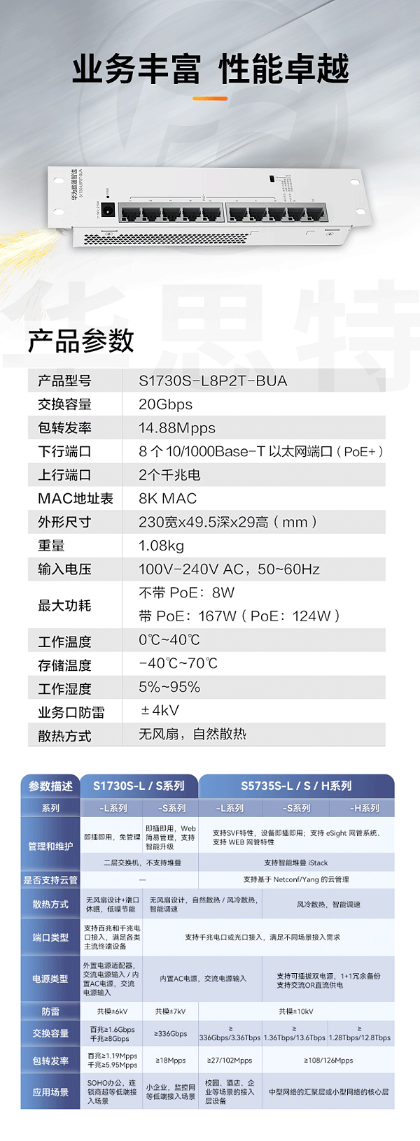 华为数通智选交换机 S1730S-L8P2T-BUA