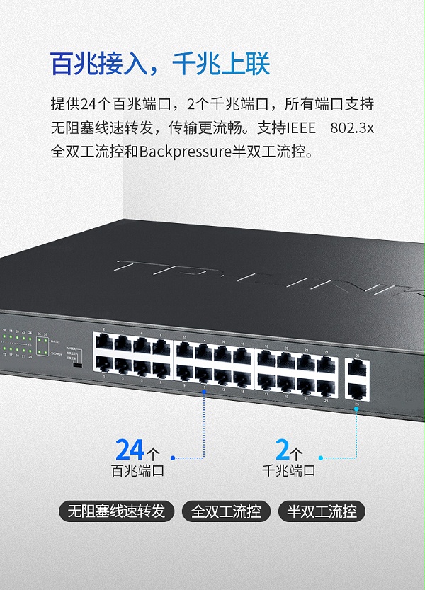 TP-LINK TL-SL1226 千兆上联非网管以太网交换机